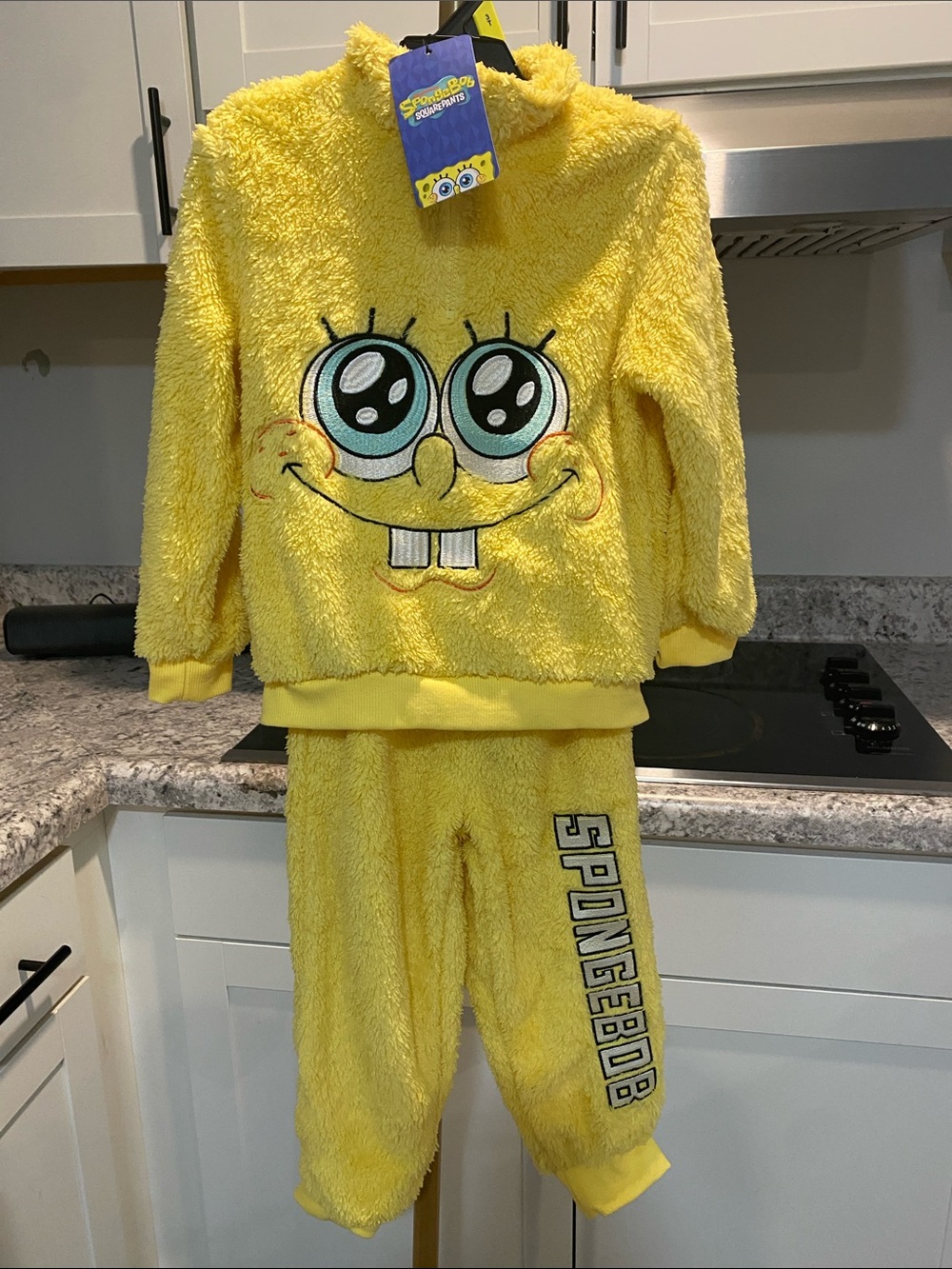 SpongeBob Squarepants Bright Yellow Fuzzy Pajama Set size 4 Matching Set